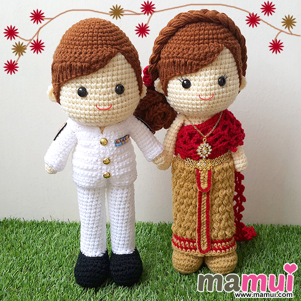 ตุ๊กตาแต่งงานชุดราชการและชุดไทยสูง 13 นิ้ว