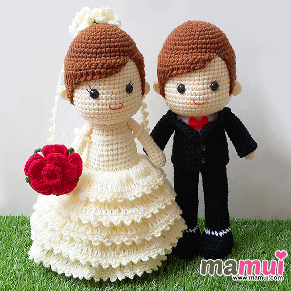 ตุ๊กตาแต่งงานเจ้าสาวชุดสีครีมสูง 13 นิ้ว
