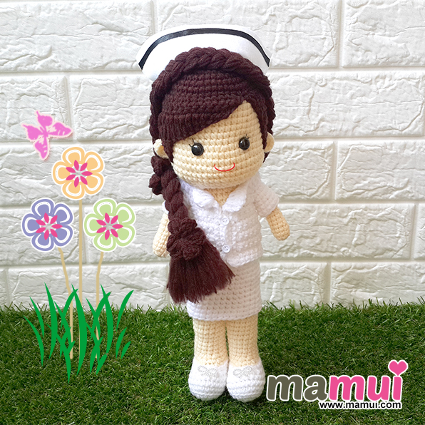 ตุ๊กตาพยาบาลทรงผมเปียยาวผมสีน้ำตาลเข้มสูง 13 นิ้ว