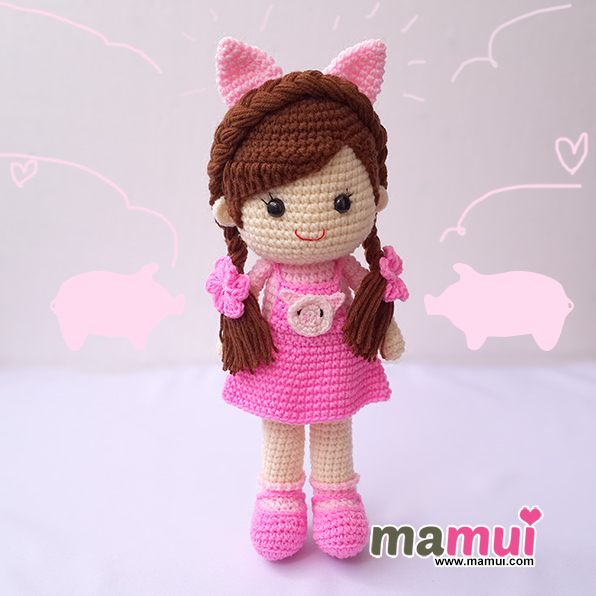 ตุ๊กตาน้องหมูน้อยตุ๊กตาเด็กผู้หญิงสวมชุดหมูสูง 13 นิ้ว