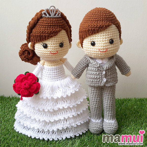 ตุ๊กตาแต่งงานเจ้าบ่าวสูทเทาหูกระต่ายสีขาวสูง 13 นิ้ว