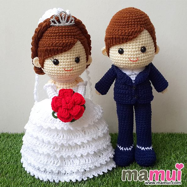 ตุ๊กตาแต่งงานกระโปรงระบายสูทน้ำเงินสูง 13 นิ้ว