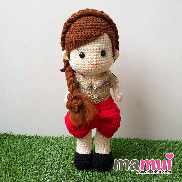 ตุ๊กตาครูนาฏศิลป์ผมเปียสูง 13 นิ้ว