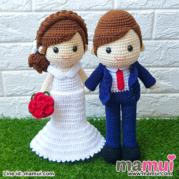 ตุ๊กตาแต่งงานกระโปรงยาวสูทเทาสูง 13 นิ้ว