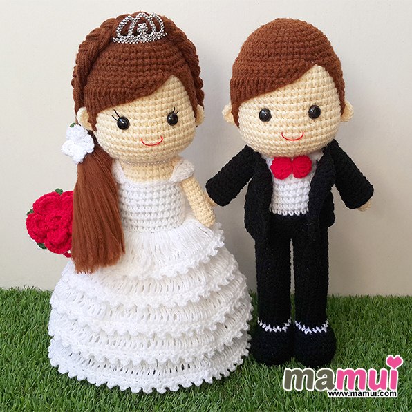 ตุ๊กตาแต่งงานผมยาวสวมมงกุฎสูง 13 นิ้ว