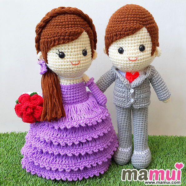 ตุ๊กตาแต่งงานเจ้าสาวชุดสีม่วงสูง 13 นิ้ว