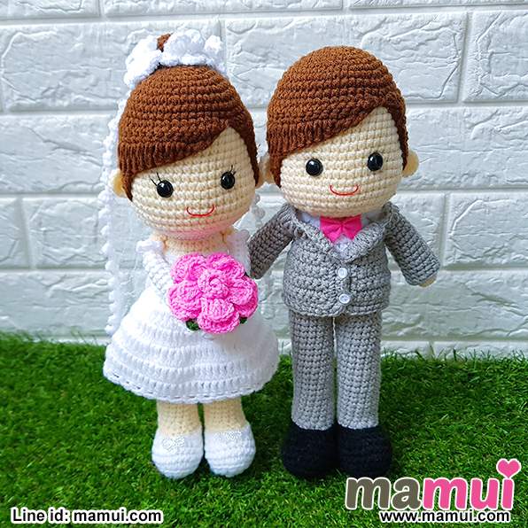 ตุ๊กตาแต่งงานกระโปรงสั้นสีขาวสูง 13 นิ้ว