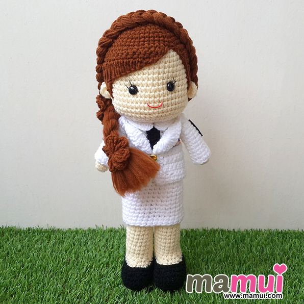 ตุ๊กตาชุดราชการทรงผมเปียยาวสูง 13 นิ้ว