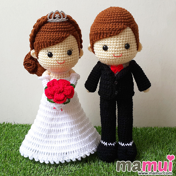 ตุ๊กตาแต่งงานสวมมงกุฎสูทดำสูง 13 นิ้ว