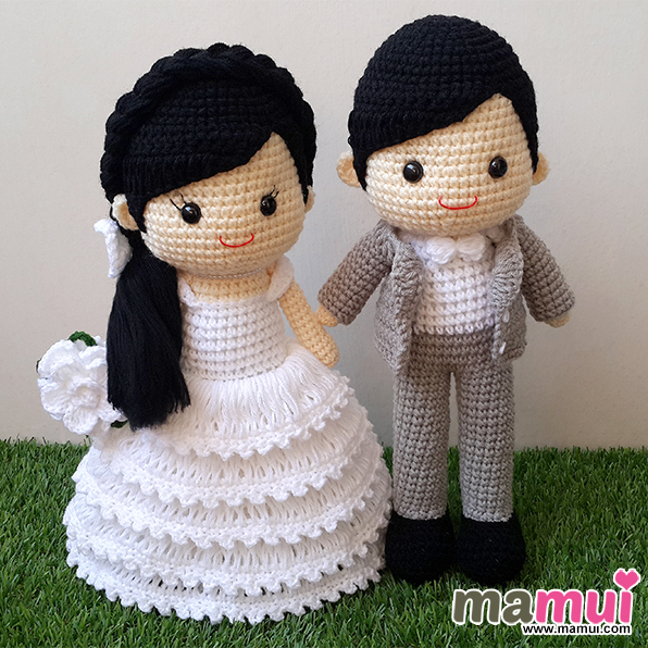 ตุ๊กตาแต่งงานเจ้าสาวแขนเปลือยถือดอกไม้สีขาวสูง 13 นิ้ว