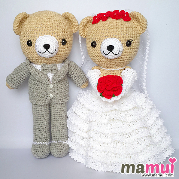 ตุ๊กตาหมีแต่งงานสูง 18 นิ้ว