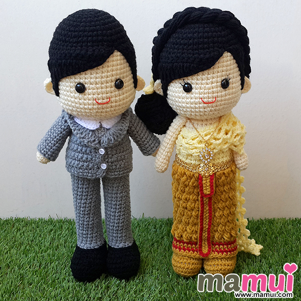 ตุ๊กตาแต่งงานชุดไทยเจ้าบ่าวสวมสูทสูง 13 นิ้ว