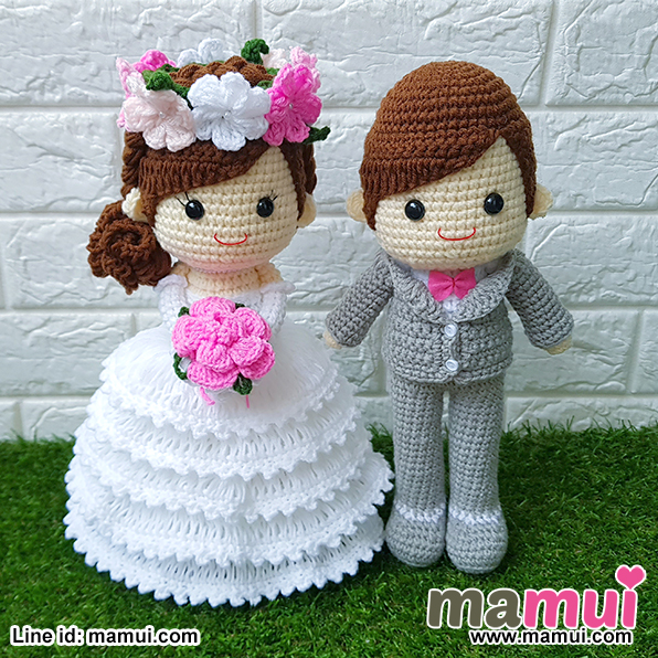 ตุ๊กตาแต่งงานแบบสวมมงกุฎดอกไม้สูง 13 นิ้ว