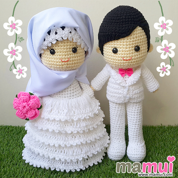 ตุ๊กตาแต่งงานอิสลามเจ้าสาวชุดสีขาวสูง 13 นิ้ว