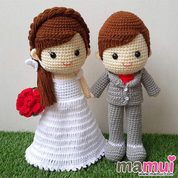 ตุ๊กตาแต่งงานกระโปรงตรงยาวสูทเทาสูง 13 นิ้ว