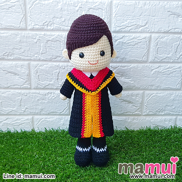 ตุ๊กตารับปริญญาผู้ชายมหาวิทยาลัยรามคำแหงคณะรัฐศาสตร์สูง 13 นิ้ว