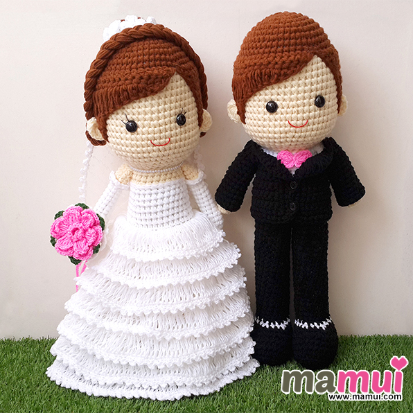 ตุ๊กตาแต่งงานเจ้าสาวถือดอกไม้มือเดียวสูง 18 นิ้ว