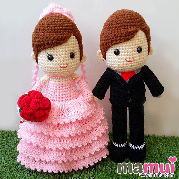 ตุ๊กตาแต่งงานเจ้าสาวชุดชมพูสูง 13 นิ้ว