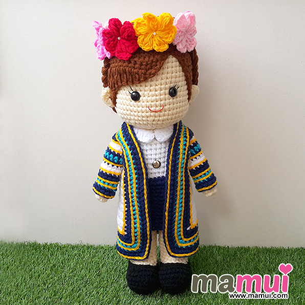 ตุ๊กตารับปริญญาราชมงคลรัตนโกสินทร์สวมมงกุฎดอกไม้สูง 18 นิ้ว