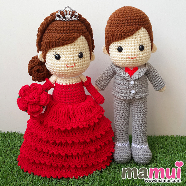 ตุ๊กตาแต่งงานเจ้าสาวชุดสีแดงสูง 13 นิ้ว