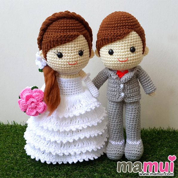 ตุ๊กตาแต่งงานผมยาวสีน้ำตาลสูง 13 นิ้ว