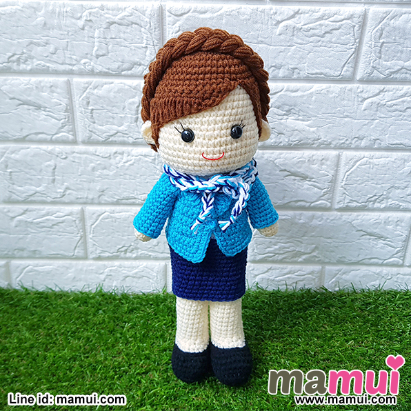 ตุ๊กตาพนักงานธนาคารกรุงไทยทรงผมเกล้าหลังสูง 13 นิ้ว