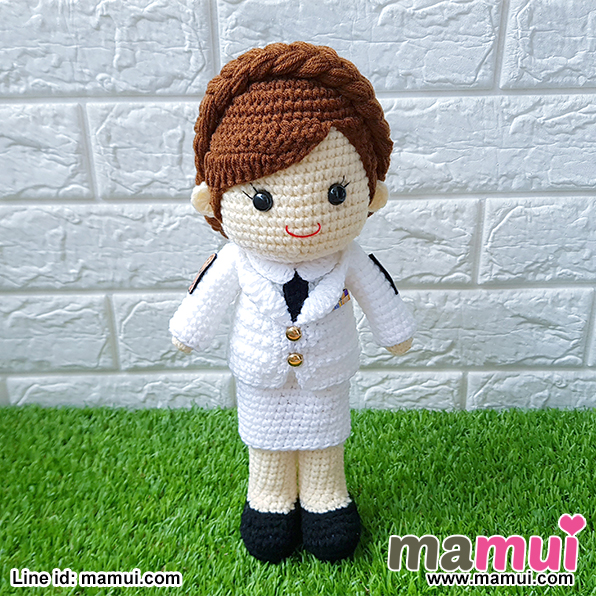 ตุ๊กตาผู้หญิงชุดราชการสีขาวสูง 13 นิ้ว