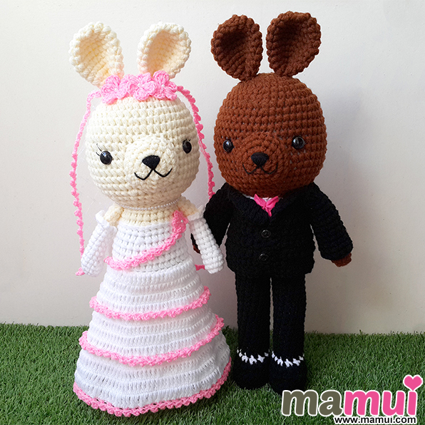 ตุ๊กตากระต่ายแต่งงานผิวเข้มสูง 17 นิ้ว