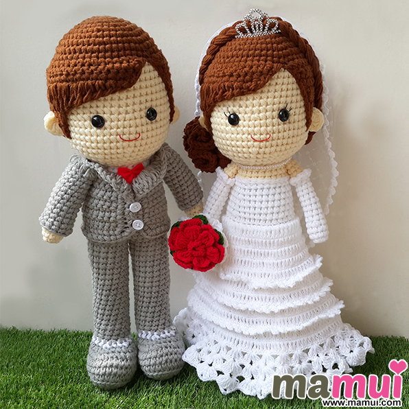 ตุ๊กตาแต่งงานเจ้าสาวกระโปรงยาวชายระบายสูง 18 นิ้ว