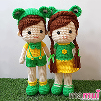 ตุ๊กตาคู่รักชุดกบสูง 13 นิ้ว